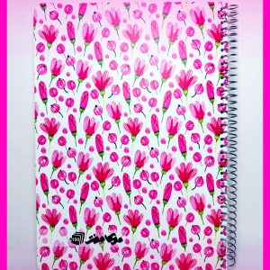 دفتر 100 برگ سیمی طرح گلهای صورتی | مدل بهاری (pink floral)