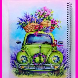 دفتر سیمی 60 برگ طرح فانتزی فولکس و گل | مدل provence